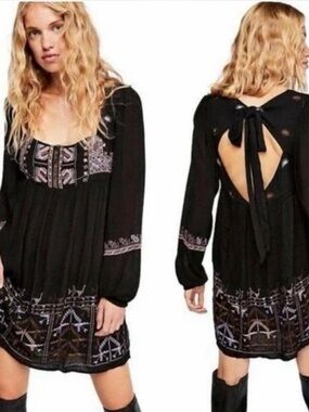 Free People Rhiannon Embroidered Mini Dress